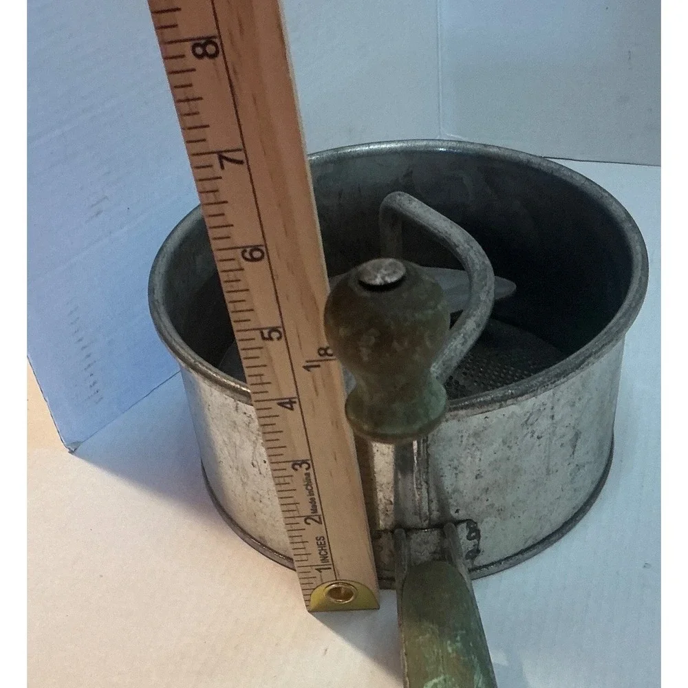 Foley Vintage Food Mill Hand Crank Green Wood Handle Kitchen Tool Farmhouse Deco